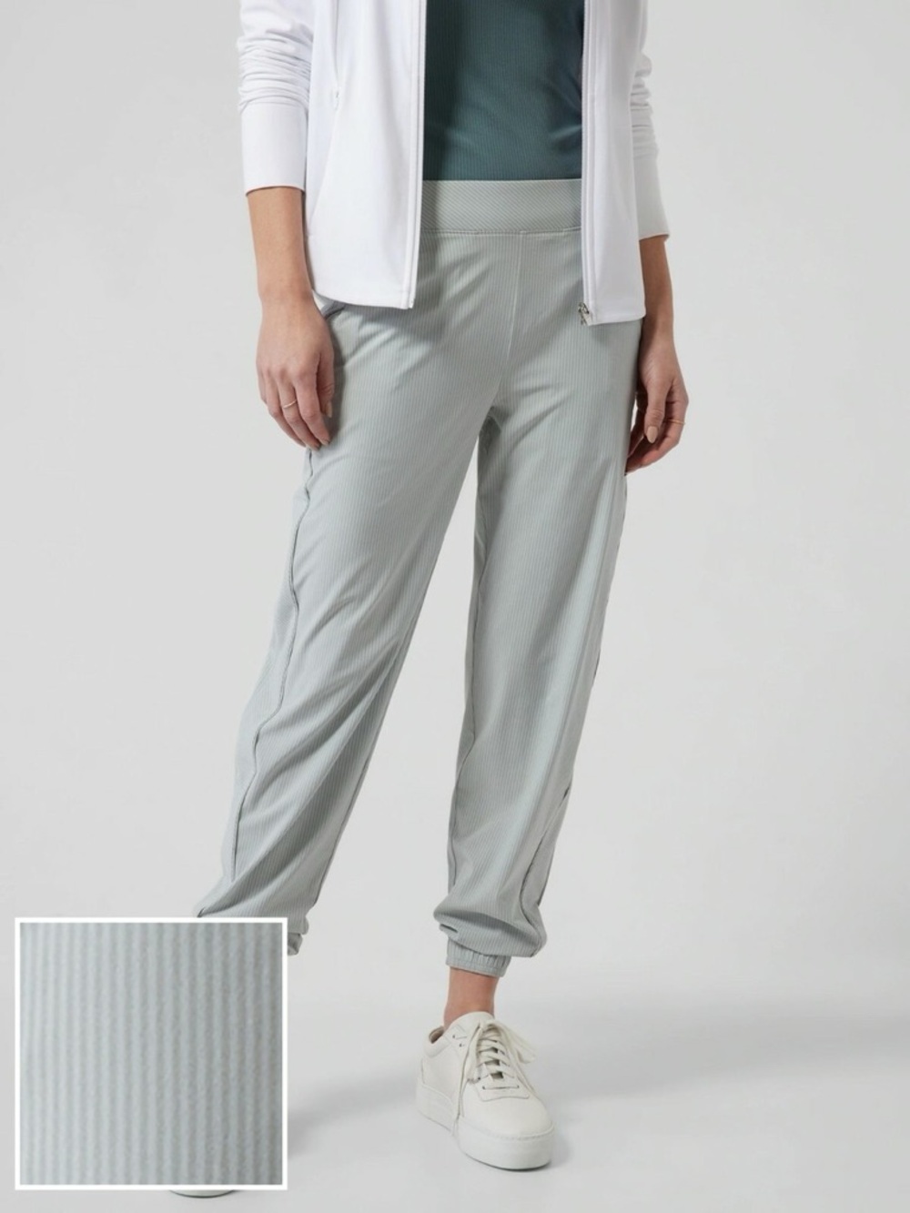 Athleta Pale Blue Striped Active Pants